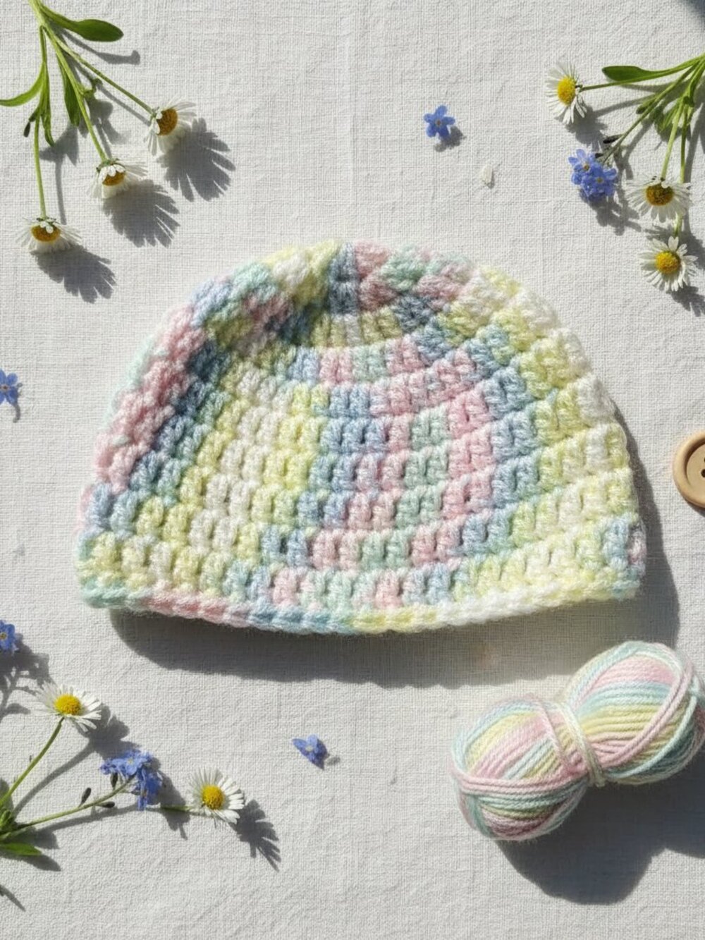 Rainbow Lullaby Baby Hat | Crochet Newborn Beanie Keepsake | Unisex Newborn Gift